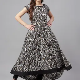 MBE Women Black & White Printed Crepe Anarkali Kurta-picture-23