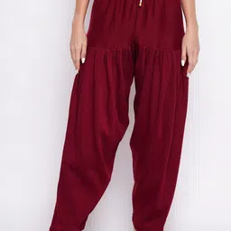 Clora Creation Women Maroon Solid Wool Loose Fit Salwar-45