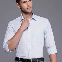 Raymond Self Design Slim Fit Pure Cotton Formal Shirt-image-65