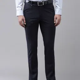 Van Heusen Men Checked Slim Fit Formal Trousers-image-87