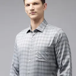 Van Heusen Pure Cotton Custom Fit Checked Formal Shirt-image-24