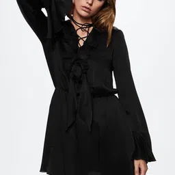 MANGO Tie-Up Neck A-Line Mini Dress-picture-39
