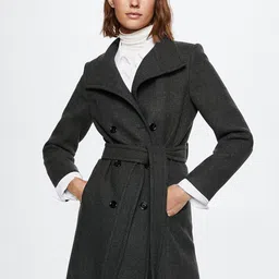MANGO Spread Collar Longline Overcoat with Belt-picture-13