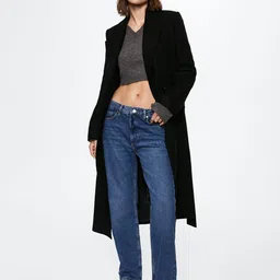 MANGO Sustainable Peaked Lapel Longline Overcoat with Belt-46