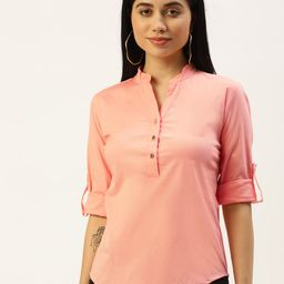 BRINNS Women Peach-Coloured Opaque Formal Shirt-image-12