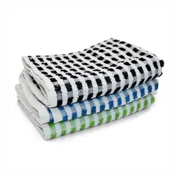 PRAKARTIK 3-Pcs Blue & Black Striped Cotton KitchenTowels-image-27