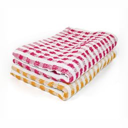 PRAKARTIK 2-Pcs Pink & Yellow Striped Cotton KitchenTowels-21