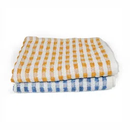 PRAKARTIK 2-Pcs Yellow & Blue Striped Cotton KitchenTowels-15