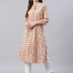 Divena Women Peach-Coloured Ethnic Motifs Printed Kurta-image-75