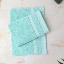 SPACES Set of 2 Green Solid Cotton 600 GSM Hand Towels-14