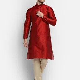 DEVOILER Mandarin Collar Long Sleeves Cotton Kurta-picture-15