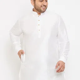 VASTRAMAY Men Plus size  White Kurta-11