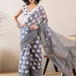 AHIKA Geometric Printed Border Saree-image-15