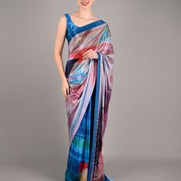 ODETTE Abstract Printed Silk Blend Saree-picture-36