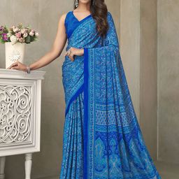 Satrani Ethnic Motifs Printed Silk Blend Saree-picture-21