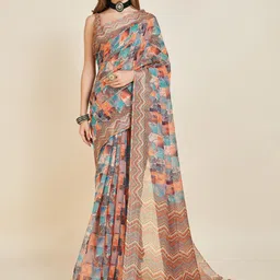 Fevinaa Floral Printed Linen Saree-18