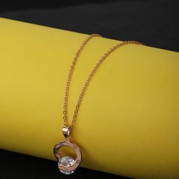 Carlton London Women Rose Gold-Plated Cubic Zirconia Stone Pendant with Chain-10