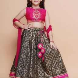 Bitiya by Bhama Girls Embroidered Gotta Patti Ready to Wear Lehenga & Blouse With Dupatta-image-84