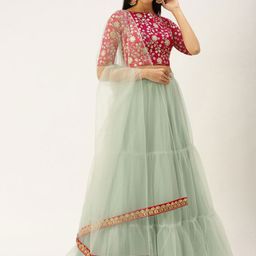 Ethnovog Embellished Thread Work Ready to Wear Lehenga & Blouse With Dupatta-image-57