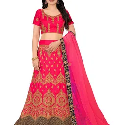 MANVAA Embroidered Thread Work Semi-Stitched Lehenga & Unstitched Blouse With Dupatta-picture-25