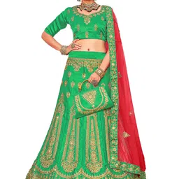 MANVAA Ethnic Motif Embroidered Semi-Stitched Lehenga & Unstitched Blouse With Dupatta-picture-18