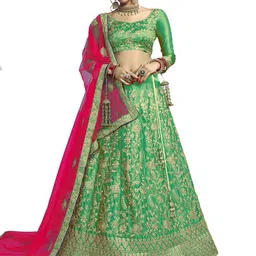 MANVAA Embroidered Thread Work Semi-Stitched Lehenga & Unstitched Blouse With Dupatta-picture-1