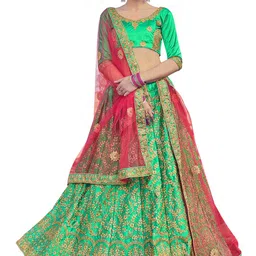MANVAA Embroidered Thread Work Semi-Stitched Lehenga & Unstitched Blouse With Dupatta-picture-0