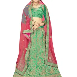 MANVAA Embroidered Semi-Stitched Silk Lehenga & Unstitched Blouse With Dupatta-43