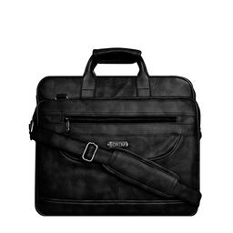 LOREM Unisex Black Textured Messenger Bag-12
