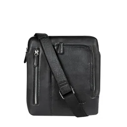 CALFNERO Men Black Leather Messenger Bag-picture-11