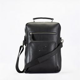 Picco Massimo Unisex Black Solid Leather Laptop Messenger Bag-image-36