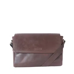 PERKED Brown Solid Leather Messenger Bag-image-33