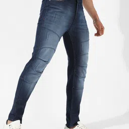 Campus Sutra Men Navy Blue Smart Light Fade Cat Scratches Cotton Slim Fit Jeans-image-62