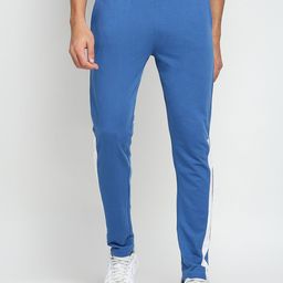 FiTZ Men Blue And White Solid Anti Odour Slim Fit Track Pant-10