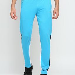 FiTZ Men Turquoise Blue And White Solid Anti Odour Slim Fit Track Pant-image-48