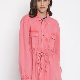 TALES & STORIES Spread Collar Lightweight Longline Cotton Denim Jacket-picture-18