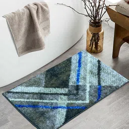 BIANCA Grey & Blue Patterned 1600 GSM Anti-Skid Bath Rugs-image-40