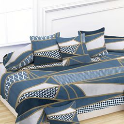 YaAkholic 8-Pcs Grey 210TC Printed Diwan Set-55