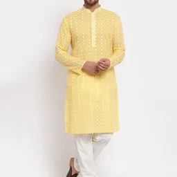 MOHANLAL SONS Ethnic Motifs Embroidered Georgette Straight Kurta-picture-31