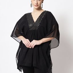 studio rasa Embroidered V-Neck Extended Sleeves Kaftan Kurta-97