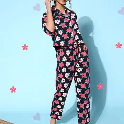 I like me Women Navy Blue Floral Sleep Staple-picture-8