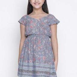 Oxolloxo Blue Floral Crepe Dress-image-83