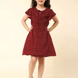 A T U N Maroon Crepe Dress-41