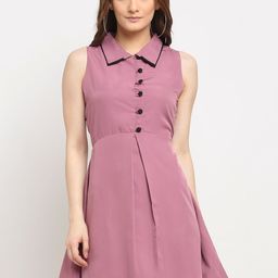 La Zoire Pink Double Collar Dress-image-77