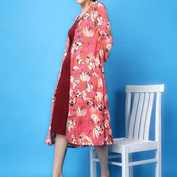 SCORPIUS Floral Printed Longline Crepe Shrug-27
