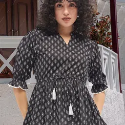 Deewa Women Print Puff Sleeve Ethnic Peplum Top-image-72