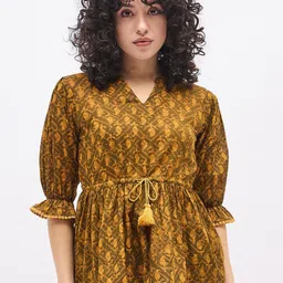 Deewa Women Print Puff Sleeve Ethnic Peplum Top-image-12