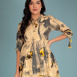 Indian Virasat Abstract Printed Mandarin Collar Peplum Top-image-43