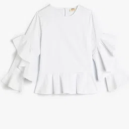 Koton Girls Round Neck Cotton Peplum Top-image-79