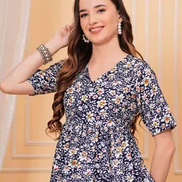 KPF Floral Printed V-Neck Empire Top-picture-2